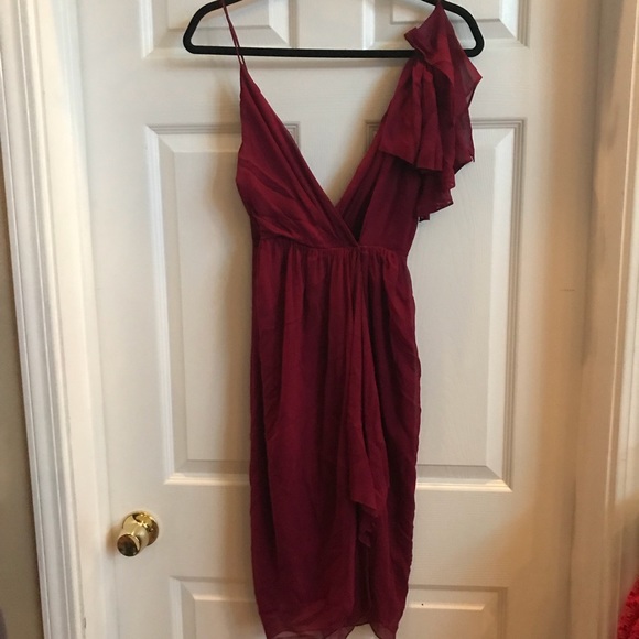 burgundy silk wrap dress